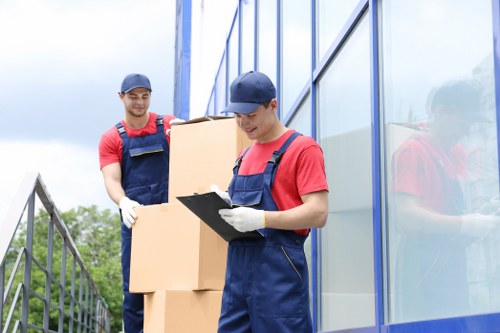 Professional office movers coordinating a business relocation